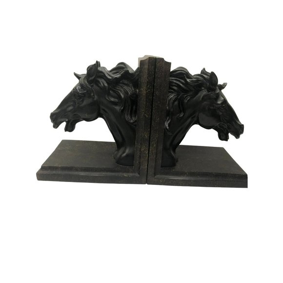 Horse Head Equestrian Bookends Vintage Wild Horses - Picture 2 of 7